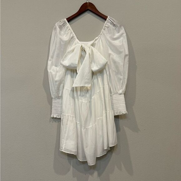 Alice + Olivia‎ Silk-Blend Voile Babydoll Dress Long Sleeve  Small - Picture 6 of 14